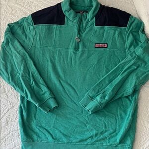 Vineyard Vines Teal and Navy Quarter-Zip Pullover